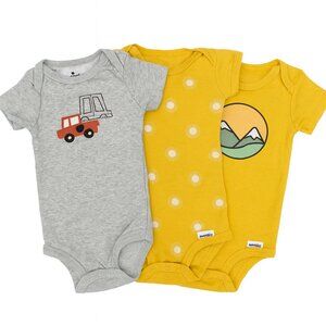 Kids Graphic Tees Bundle – Gray & Yellow, Size 0-3 Months, Truck & Outdoor Scene